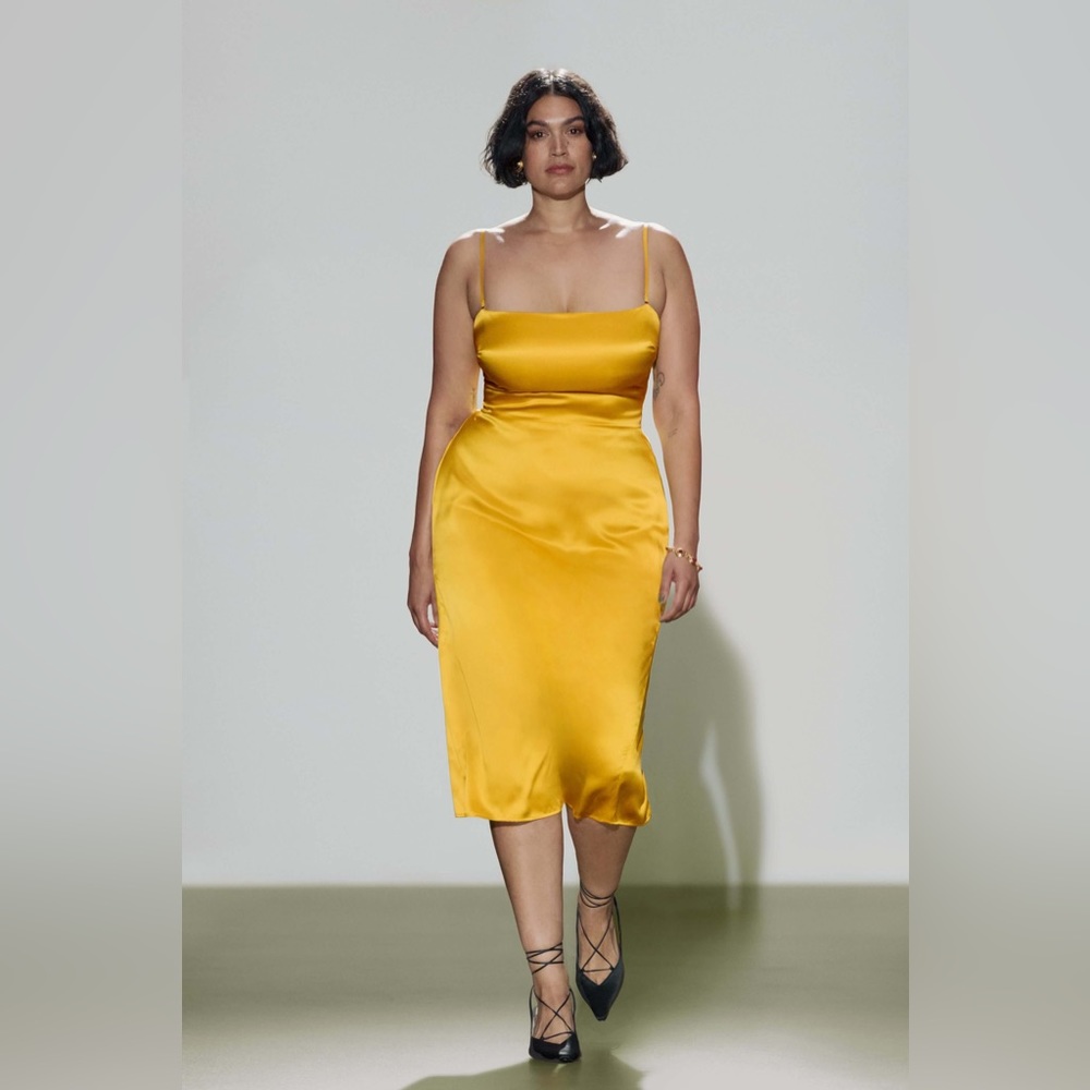 Reformation Oaklie Silk Dress Turmeric 0 NWT